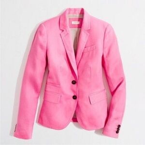 J Crew Classic Schoolboy Linen Blazer 2-Button Lined Vibrant Pink Sz 0 Career